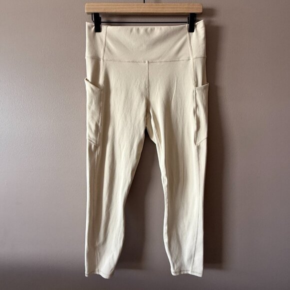 Women's L Fabletics Oasis PureLuxe High-Waisted Legging in Cream Puff - Picture 2 of 6